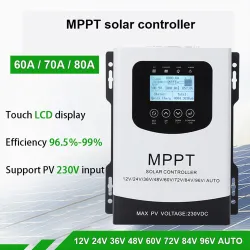 ControladorControlador de carga - descarga solar MPPT - regulador - pantalla táctil LCD - para batería 12V 24V 48V 60V 72V 96