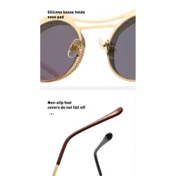 Gafas de solGafas de sol redondas Steampunk - montura de metal - unisex