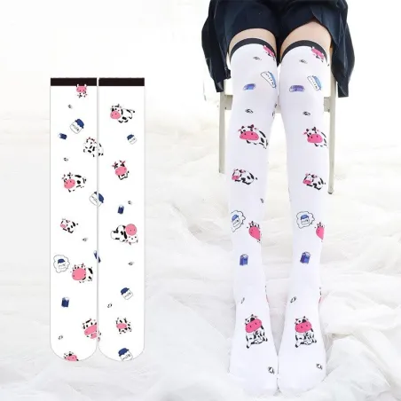 Japanese Halloween socks - knee socks - cows printClothing