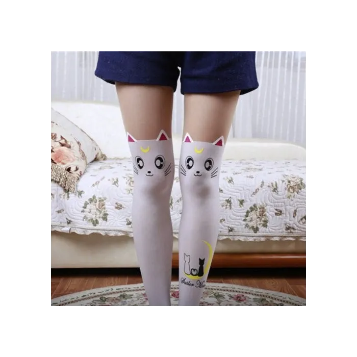 Nylon knee socks - cat designClothing