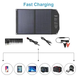 Paneles solaresPanel solar - cargador solar - doble salida - plegable - 60W - kit