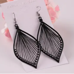 Long black leaf earringsEarrings