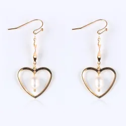 Hook gold earrings - heart / pearlsEarrings