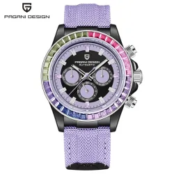 RelojesDISEÑO PAGANI - reloj mecánico / automático - bisel arcoíris - resistente al agua - correa de cuero / nailon