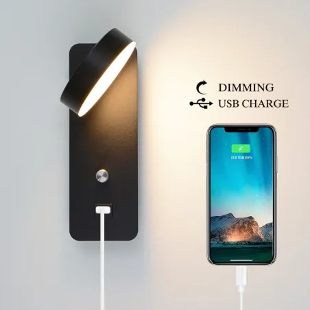 ApliquesAplique LED - regulable - cabeza giratoria - carga USB - 9W