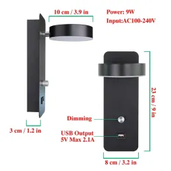 ApliquesAplique LED - regulable - cabeza giratoria - carga USB - 9W