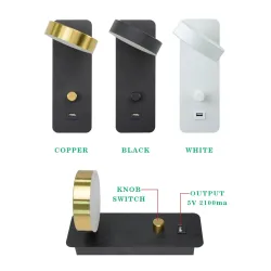 LED wall lamp - dimmable - rotatable head - USB charging - 9WWall lights