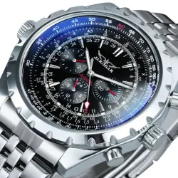 RelojesJARAGAR - reloj mecánico automático - 3 subesferas - acero inoxidable