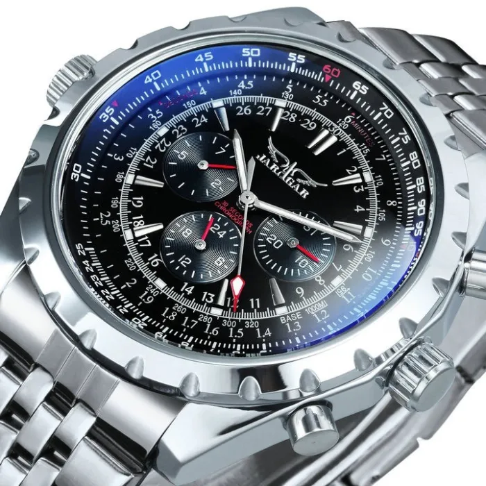 RelojesJARAGAR - reloj mecánico automático - 3 subesferas - acero inoxidable