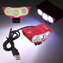 Luces3XT6 - 5V USB - Luz de bicicleta LED - lámpara delantera - resistente al agua