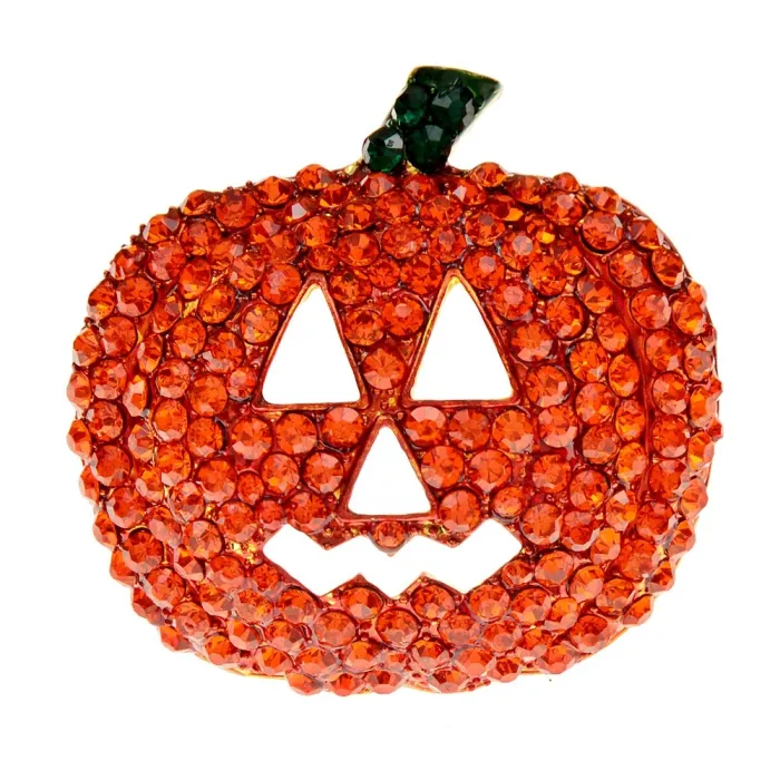 Crystal Halloween pumpkin broochBrooches