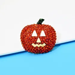 Crystal Halloween pumpkin broochBrooches