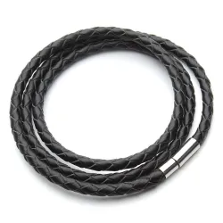 PulseraCuero genuino trenzado - pulsera con cierres magnéticos