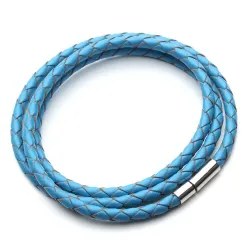 PulseraCuero genuino trenzado - pulsera con cierres magnéticos