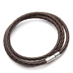 PulseraCuero genuino trenzado - pulsera con cierres magnéticos