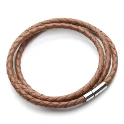 PulseraCuero genuino trenzado - pulsera con cierres magnéticos