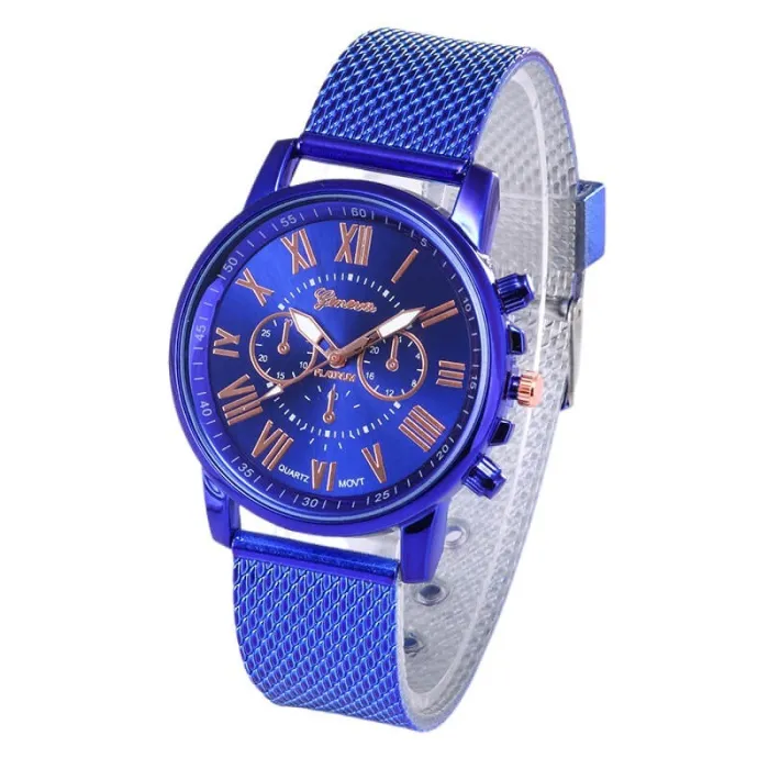 RelojesGINEBRA - reloj de cuarzo de moda - números romanos - correa de piel