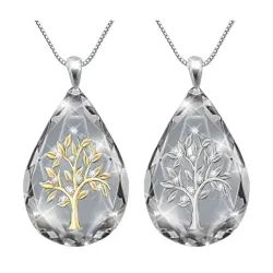 CollarColgante de árbol de la vida con gota de agua de cristal - con collar