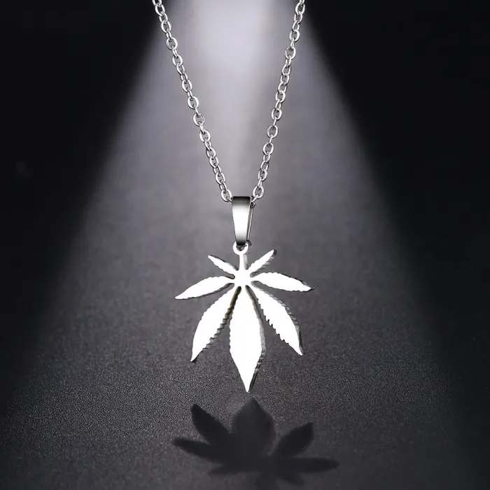 CollarColgante de hoja de arce - collar de acero inoxidable