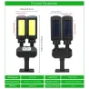 Alumbrado públicoFarola solar - lámpara de dos cabezas - sensor de movimiento PIR - resistente al agua - 200 COB - 3000mAh
