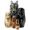 JuguetesLobo de madera pintado a mano - muñecas de anidación - Matryoshka rusa - 5 piezas