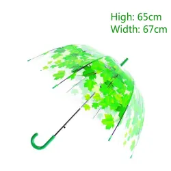 Transparent colorful umbrella - long handle - maple leavesOutdoor & Camping