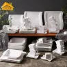 CubiertosVajilla elegante - vajilla de porcelana blanca - tazas - platillos - platos