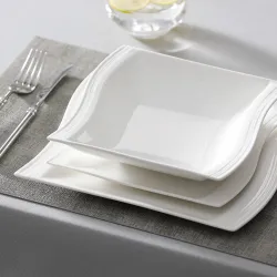 CubiertosVajilla elegante - vajilla de porcelana blanca - tazas - platillos - platos