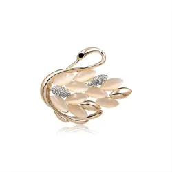 BrochesBroche cisne dorado - cristales / ópalo