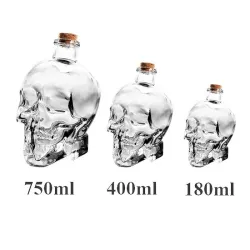 BarCalavera con cabeza de cristal - decantador para vodka y vino - 180ml - 400ml - 750ml