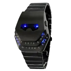 RelojesReloj moderno de acero inoxidable negro - cabeza de serpiente - LED azul