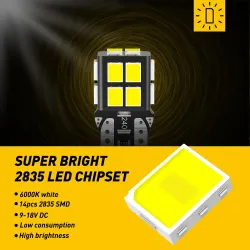 T10Bombilla LED para coche - T10 - 2835 SMD - W5W - Canbus - 6000K blanco - 10 piezas