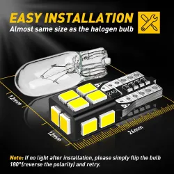 T10Bombilla LED para coche - T10 - 2835 SMD - W5W - Canbus - 6000K blanco - 10 piezas