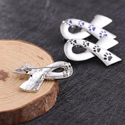 Ribbon shaped brooch - pet paw printBrooches
