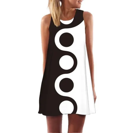 VestidosMini vestido suelto de verano - sin mangas - con estampado elegante