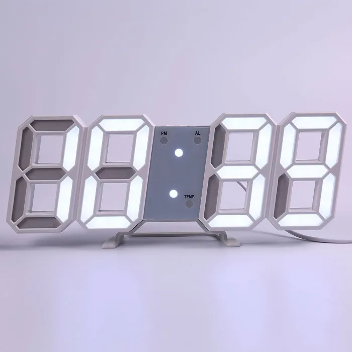 RelojesReloj de pared digital 3D moderno - LED - USB - con función de alarma
