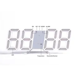 Modern 3D digital wall clock - LED - USB - with alarm functionClocks
