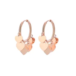 AretesPendientes pequeños de aro - con corazones colgantes