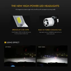 H7OSLAMP - COB 12V - 24V LED - faros de coche - bombilla - Hi-Lo beam - 72W - 8000LM - 6500K - 2 piezas