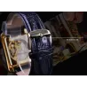 WINNER - rectangular mechanical watch - hollow-out skeleton design - leather strapWatches