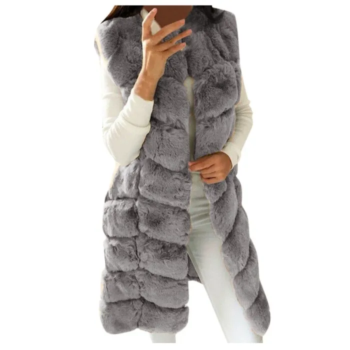 ChaquetasElegante abrigo sin mangas - chaleco de piel.