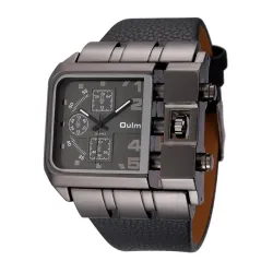 RelojesOULM 3364 - Reloj deportivo cuadrado grande - Cuarzo - Correa ancha de piel