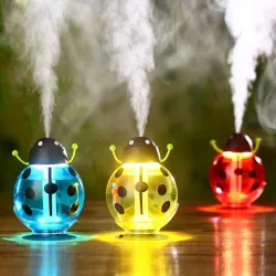 HumidificadoresHumidificador ultrasónico de aire - difusor de aceites esenciales - forma de mariquita - USB - LED - 260 ml