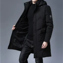 Long winter hooded jacket - zipper - buttonsJackets
