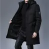 Long winter hooded jacket - zipper - buttonsJackets