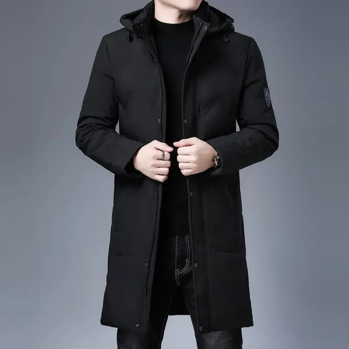Long winter hooded jacket - zipper - buttonsJackets