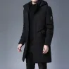 Long winter hooded jacket - zipper - buttonsJackets
