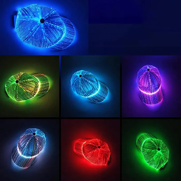 Sombreros & gorrasGorra de béisbol - fibra óptica - 7 colores LED - USB - negro