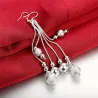 Long silver earrings - matte beads - 925 sterling silverEarrings