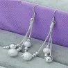 Long silver earrings - matte beads - 925 sterling silverEarrings